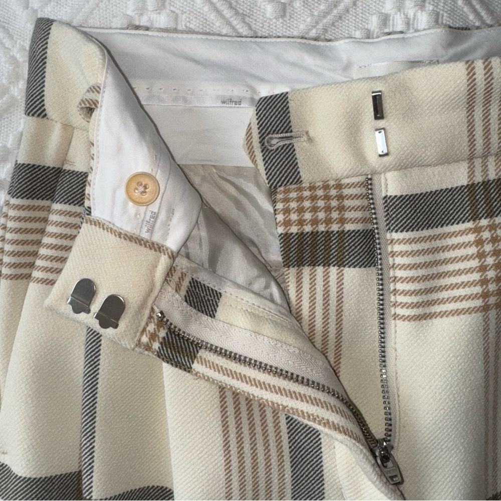 Wilfred Cream Plaid Wide-Leg Trousers - Picture 7 of 11